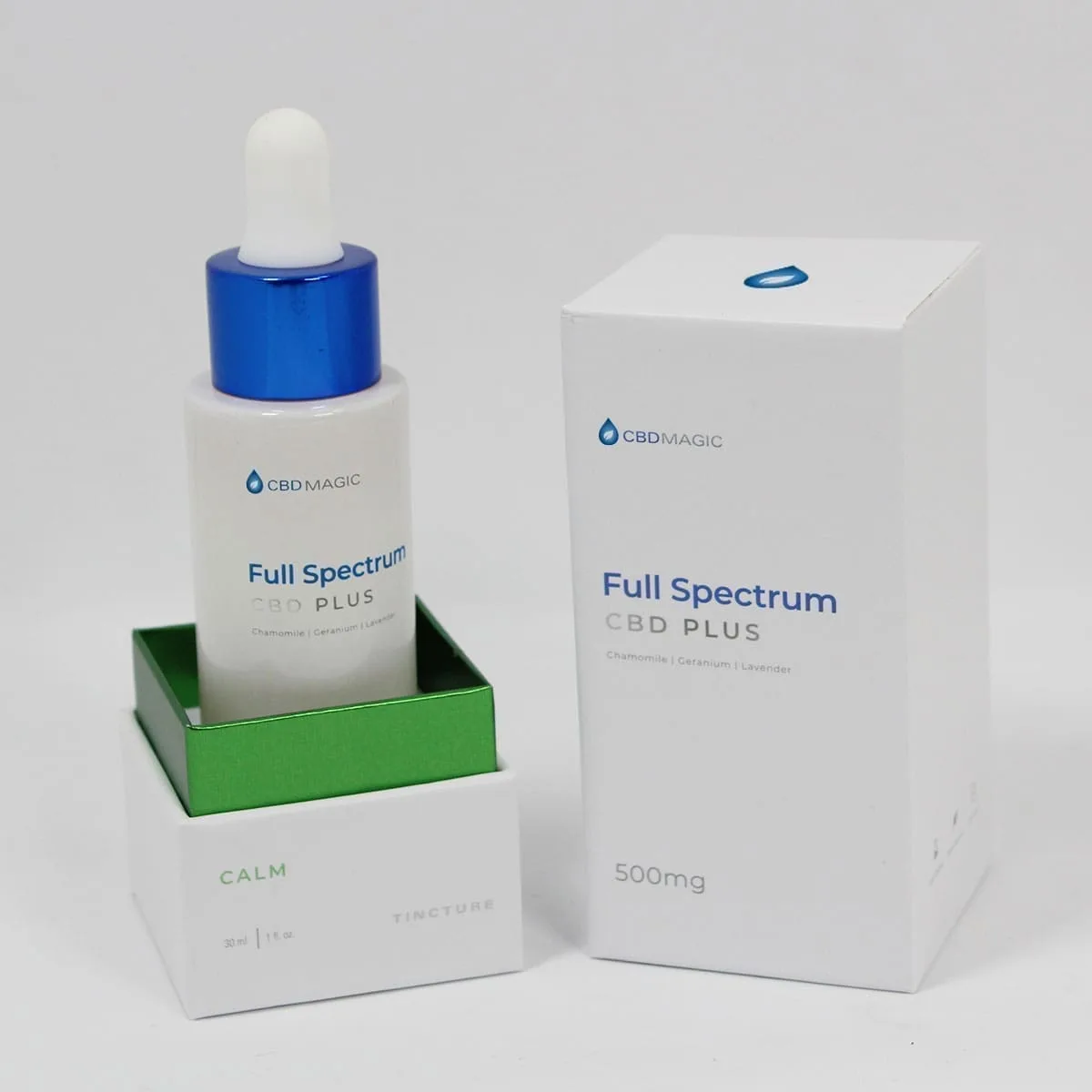 CBD Oil Tincture plus calming 500mg full spectrum open box