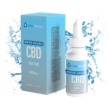 picture of a box and 30ml dropper bottle containing water soluble cbd to add to drinks