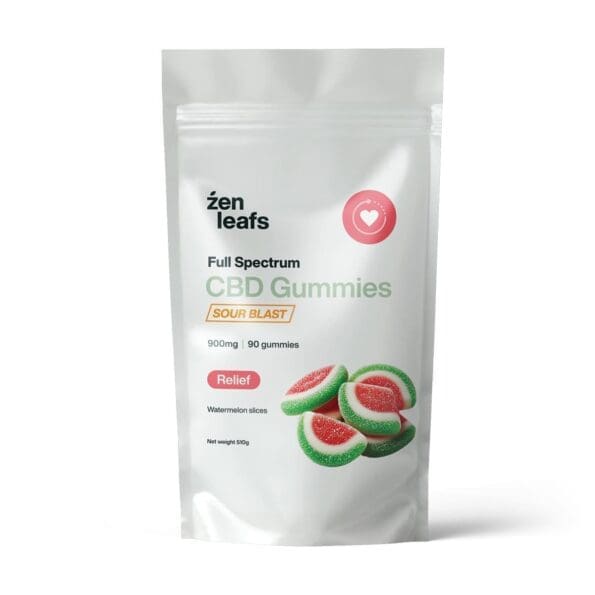 full spectrum cbd gummies for pain relief 900mg - sour watermelon - by zen leafs