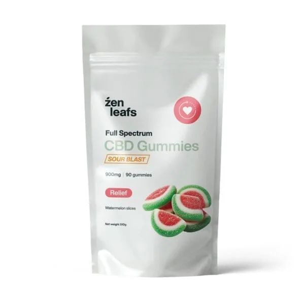 full spectrum cbd gummies for pain relief 900mg - sour watermelon - by zen leafs