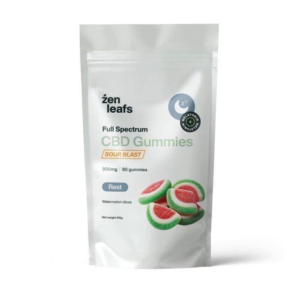 full spectrum cbd gummies for sleep 900mg - sour watermelon - by zen leafs