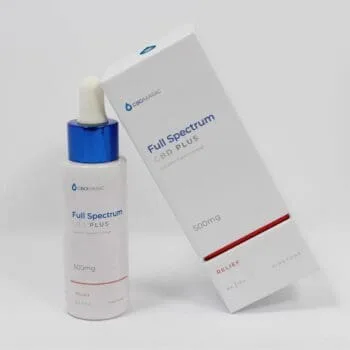 CBD Oil Tincture plus pain relief 500mg full spectrum box and dropper bottle